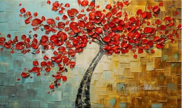 red leaves 3D Texture Oil Paintings